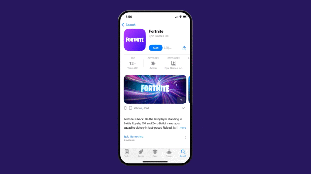 Fortnite is back on the US App Store